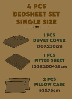 Blueberry 4 Pieces Single Size Duvet Cover Set with Fitted sheet and Pillowcases  - Image 4