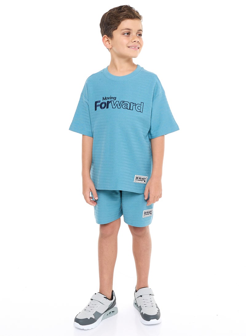 فكتور اند جين طقم جاكار للأولاد من فيكتور وجين – تصميم مخطط باللون الأزرق مع خامة منسوجة - Image 5