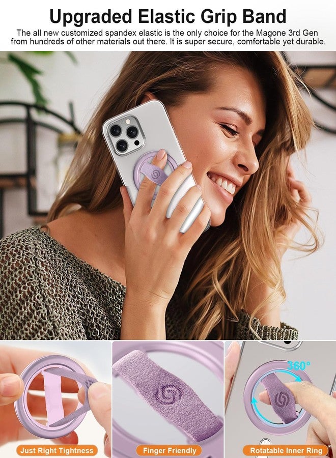 EWA MagOne Lite 3rd Gen Cell Phone Ring Holder, with Replaceable 360° Rotation Elastic Finger Strap, Phone Grip Compatible with,15,14,13 Pro/Max/Plus-(Purple) - Image 2