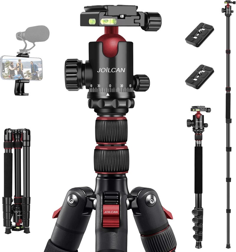 JOILCAN Tripod for Camera, 81" Aluminum Camera Tripod Monopod for DSLR, Heavy Duty Travel Tripods for Spotting Scope Binoculars Laser Level, Payload 35Lb - Image 1
