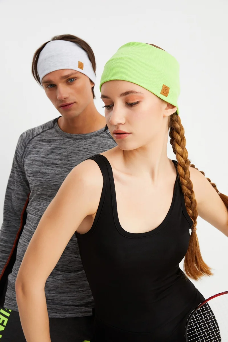 بوتيكجيز Melange-Green 2-Piece Cotton Camisole, Non-Slip, Anti-Sweat, Ultra Light, Sports Hair Band Bandana Buff