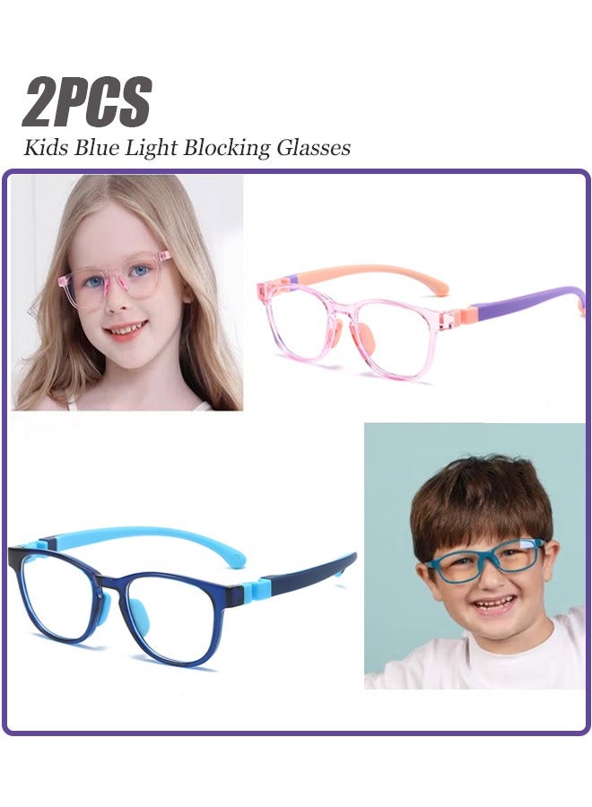 ZVEV Kids Blue Light Blocking Glasses, Anti Eyestrain Computer Glasses, Gaming Eyewear UV400 Protection with Light Weight TR90 Frame for Boys Girls and Children Age 3-12(Pink/Blue) - Image 1