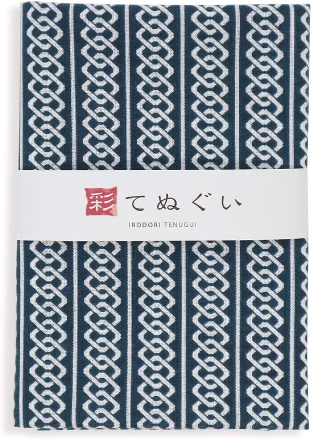 KOMESICHI irodori Japanese Traditional Towel Tenugui Yoshiwara tsunagi 12.99 x 34.64 in with Tenugui Iroha (English Manual) - Image 1