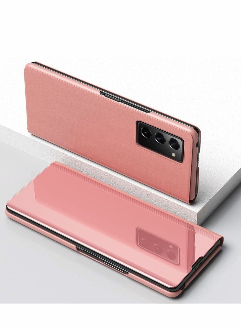 Y&D Case for Samsung Galaxy Z Fold 2 Case, Slim Armor Luxury Mirror Design Clear View Smart Window Screen Display Cover (Rose Gold) - Image 3