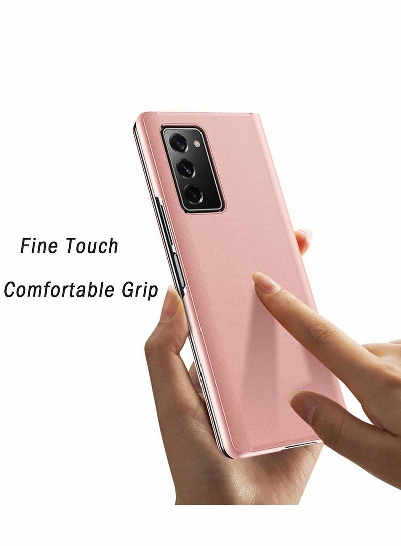 Y&D Case for Samsung Galaxy Z Fold 2 Case, Slim Armor Luxury Mirror Design Clear View Smart Window Screen Display Cover (Rose Gold) - Image 4