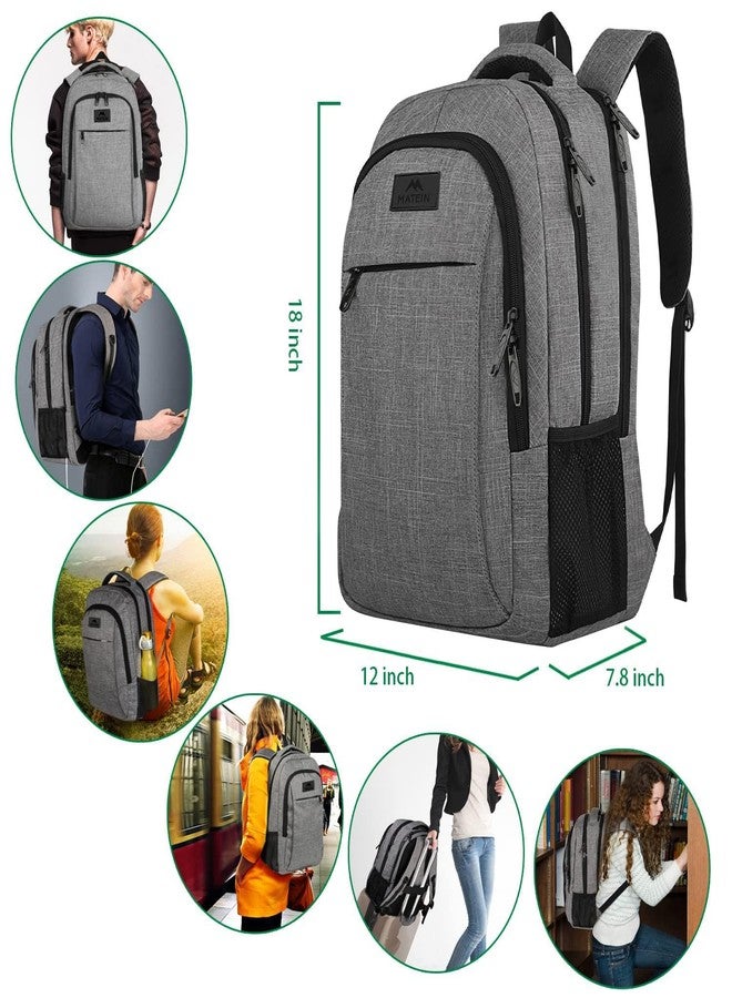 MATEIN 15.6 Inch Laptop Backpack for Men Women, Water Resistant Travel Notebook Bag with USB Charging Port, Anti Theft Business Office Computer Daypack for Work and College, Grey - Image 3