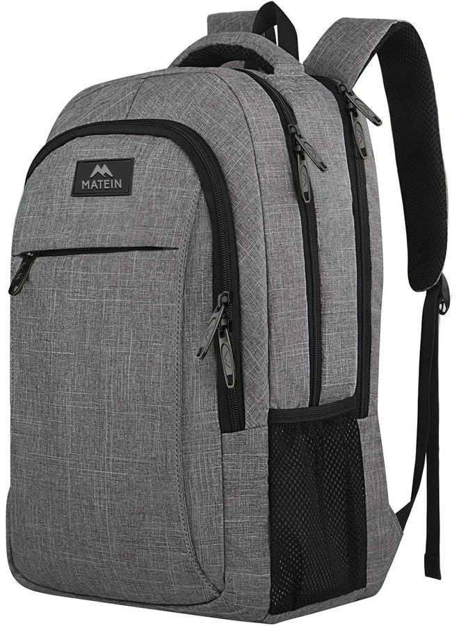 MATEIN 15.6 Inch Laptop Backpack for Men Women, Water Resistant Travel Notebook Bag with USB Charging Port, Anti Theft Business Office Computer Daypack for Work and College, Grey - Image 1