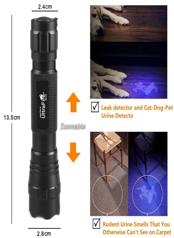 ULTRAFIRE 501B UV Flashlight, Adjustable Focus 395nm Ultraviolet Blacklight Mini Flashlight for Pet Urine Detection, Resin Curing, Scorpion & Bed Bug Detection - Image 2
