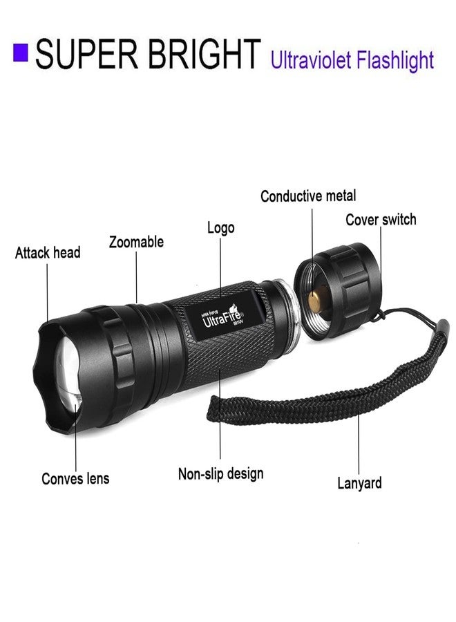 ULTRAFIRE 501B UV Flashlight, Adjustable Focus 395nm Ultraviolet Blacklight Mini Flashlight for Pet Urine Detection, Resin Curing, Scorpion & Bed Bug Detection - Image 4