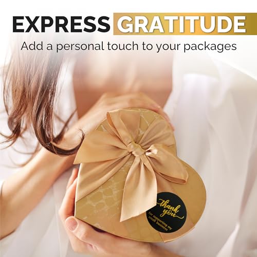 IBAKE 500 Thank You for Supporting My Small Business Stickers – 1.5 Inch Black and Gold Foil Round Labels – 4 Fonts – Waterproof Self-Adhesive Seals for Packaging, Envelopes, Boxes, Orders & Gift Bags - Image 4