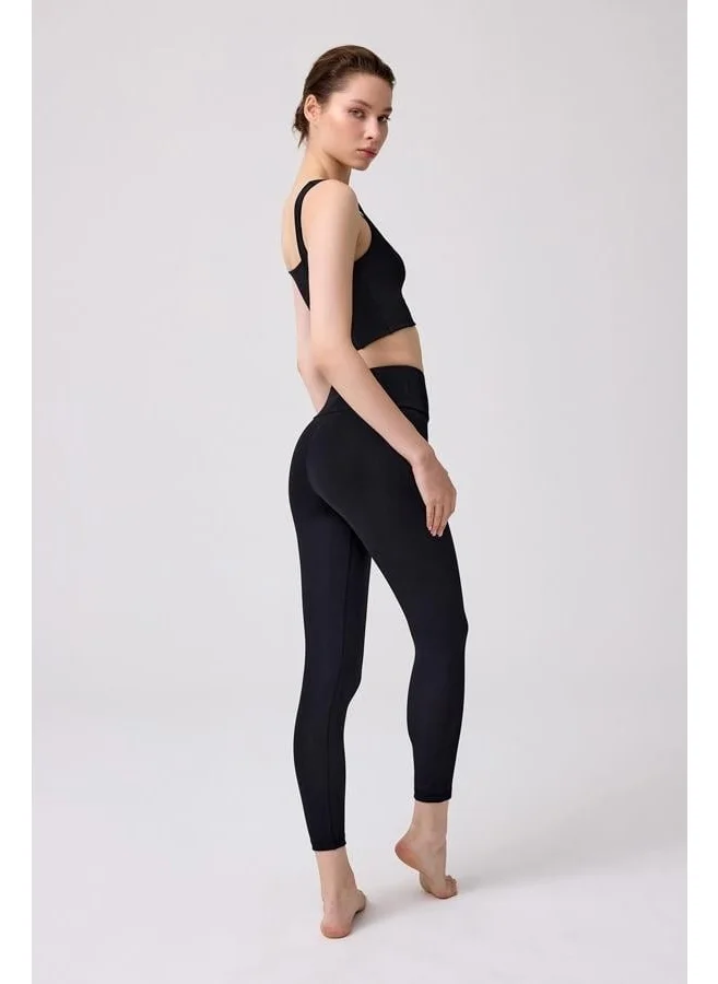 كوتن هيل Black High Waist Women's Sports Leggings