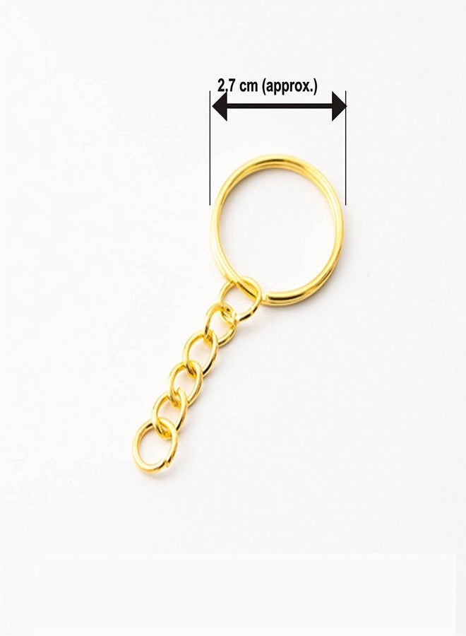 Evaluemart Gold Color Metal Split Keychain Ring Parts - 100 Key Chains 25mm with 26mm Chains and 100pcs Open Jump Ring for Craft Key Ring - Image 2