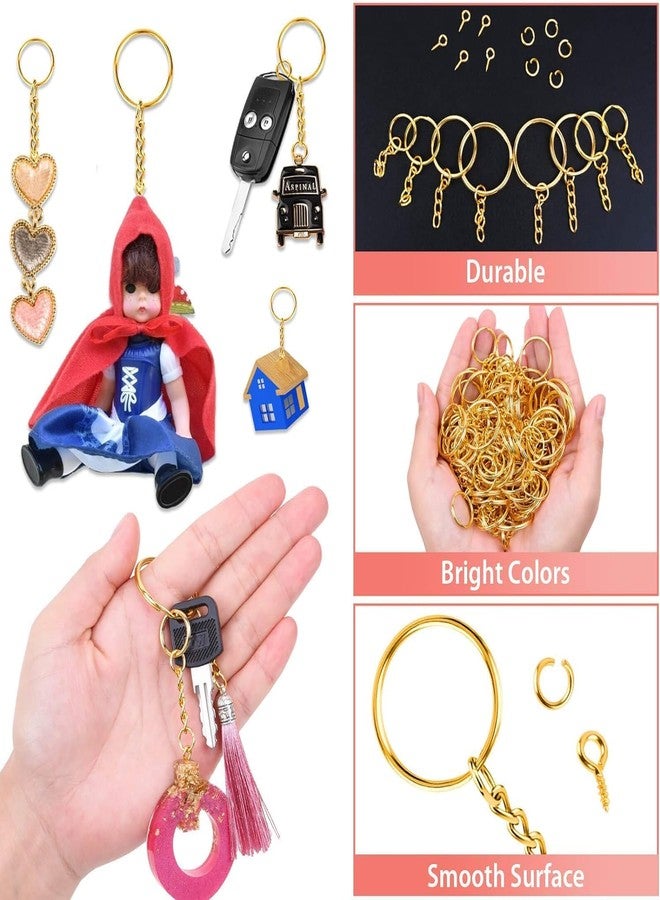 Evaluemart Gold Color Metal Split Keychain Ring Parts - 100 Key Chains 25mm with 26mm Chains and 100pcs Open Jump Ring for Craft Key Ring - Image 3