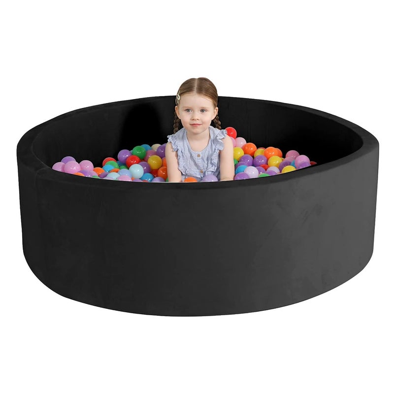 TRENDBOX Extra Large Foam Ball Pit for Toddlers 47x14 inch Soft Baby Ball Pit with Washable Velvet Cover Balls not Included Black - Image 2