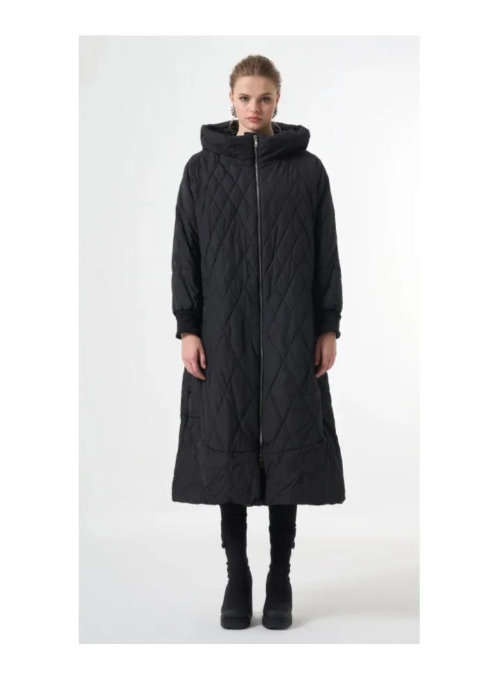 MissWhence Plus Size Quilted Puffer Jacket - Black