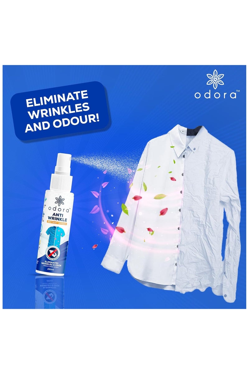 أودورا بخاخ للقماش مضاد لتجاعيد الأقمشة، يزيل التجاعيد والروائح بسهولة على الفور خلال 5 دقائق، مضاد للكهرباء الساكنة، لا تحتاج الملابس للكي بعد الاستخدام، لا يلطخ أو يبهت الملابس من أودورا، 250 مل - Image 2