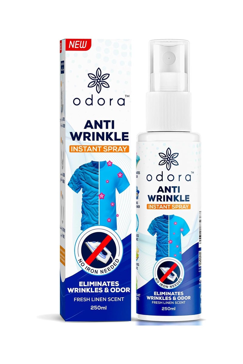 أودورا بخاخ للقماش مضاد لتجاعيد الأقمشة، يزيل التجاعيد والروائح بسهولة على الفور خلال 5 دقائق، مضاد للكهرباء الساكنة، لا تحتاج الملابس للكي بعد الاستخدام، لا يلطخ أو يبهت الملابس من أودورا، 250 مل - Image 1