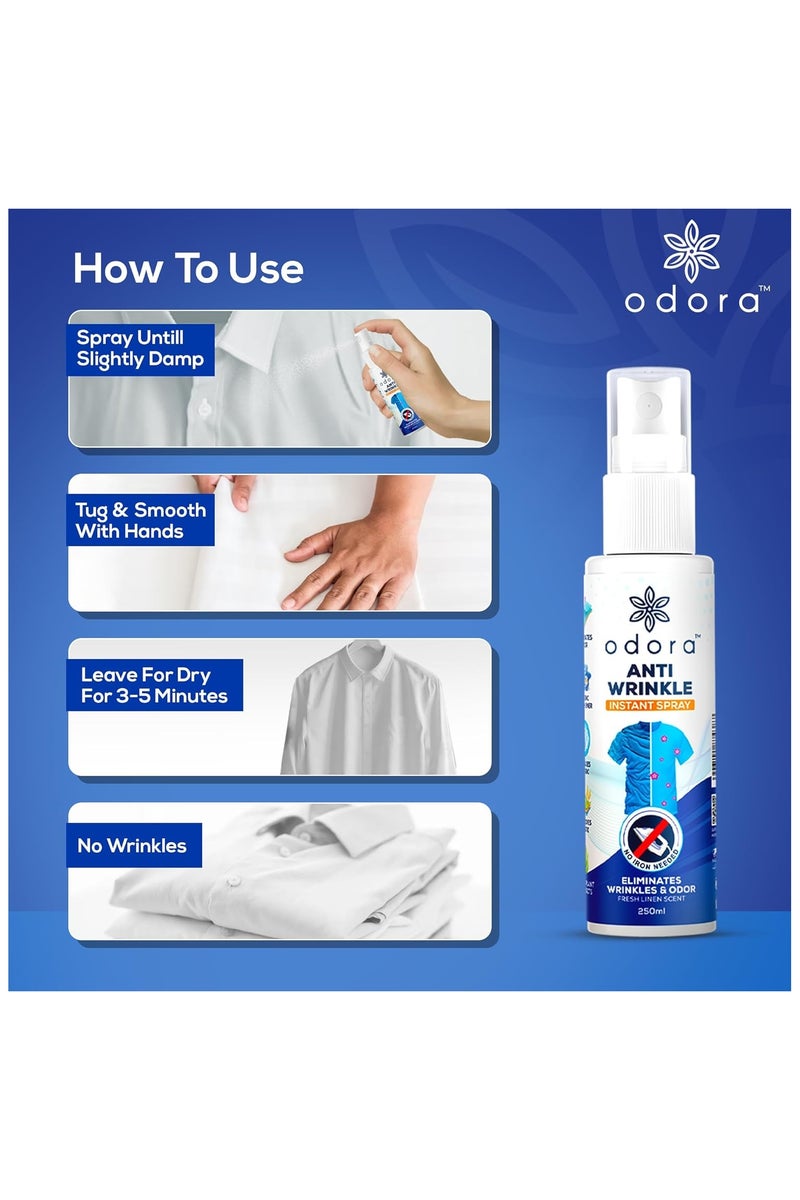 أودورا بخاخ للقماش مضاد لتجاعيد الأقمشة، يزيل التجاعيد والروائح بسهولة على الفور خلال 5 دقائق، مضاد للكهرباء الساكنة، لا تحتاج الملابس للكي بعد الاستخدام، لا يلطخ أو يبهت الملابس من أودورا، 250 مل - Image 3