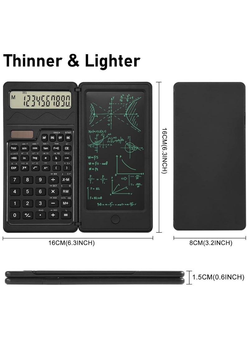 Scientific Calculator with Notepad,10-Digit Large Display Office Desk Calcultors,Support Solar and Battery,Professional Foldable Calculator for Students, Office Desk Accessories - Image 2