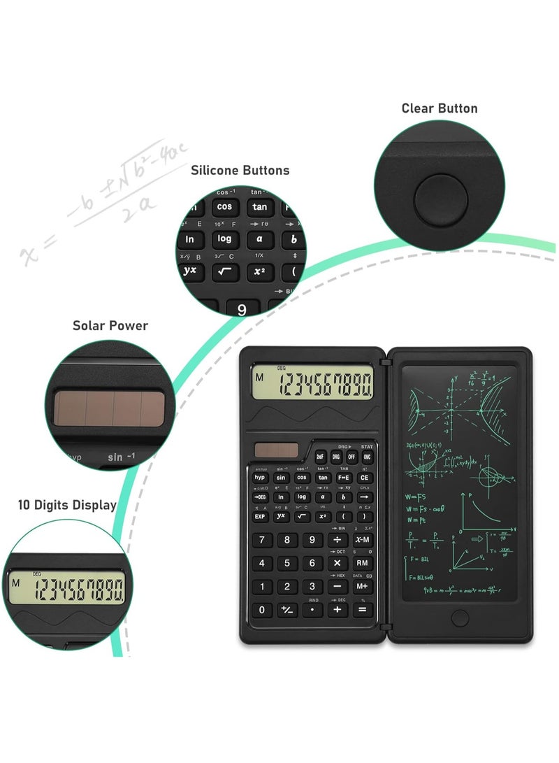 Scientific Calculator with Notepad,10-Digit Large Display Office Desk Calcultors,Support Solar and Battery,Professional Foldable Calculator for Students, Office Desk Accessories - Image 4
