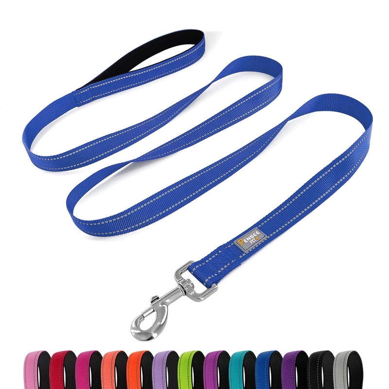PenSeepet Dog Leash 6 FT Padded Handle Nylon Reflective Dogs Leashes for Medium Dogs Blue - Image 1