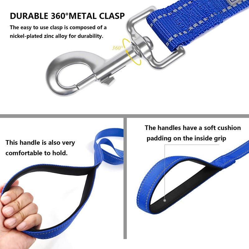 PenSeepet Dog Leash 6 FT Padded Handle Nylon Reflective Dogs Leashes for Medium Dogs Blue - Image 4