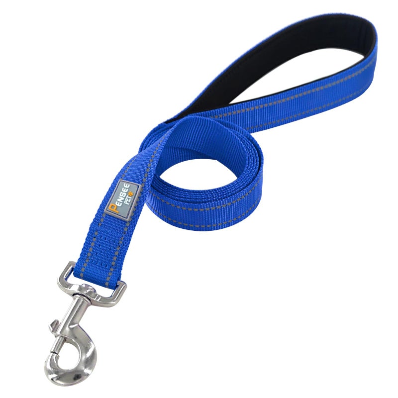 PenSeepet Dog Leash 6 FT Padded Handle Nylon Reflective Dogs Leashes for Medium Dogs Blue - Image 2
