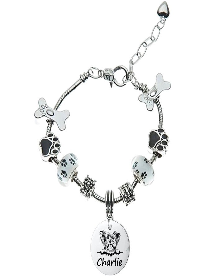 Infinity Collection Yorkshire Terrier Gifts, Personalized Yorkshire Terrier Beaded Charm Bracelet, Custom Engraved Dog Jewelry, Memorial Keepsake for Dog Mom, Dog Lover Gift - Image 1
