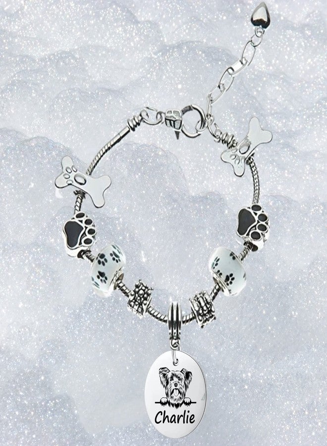 Infinity Collection Yorkshire Terrier Gifts, Personalized Yorkshire Terrier Beaded Charm Bracelet, Custom Engraved Dog Jewelry, Memorial Keepsake for Dog Mom, Dog Lover Gift - Image 4
