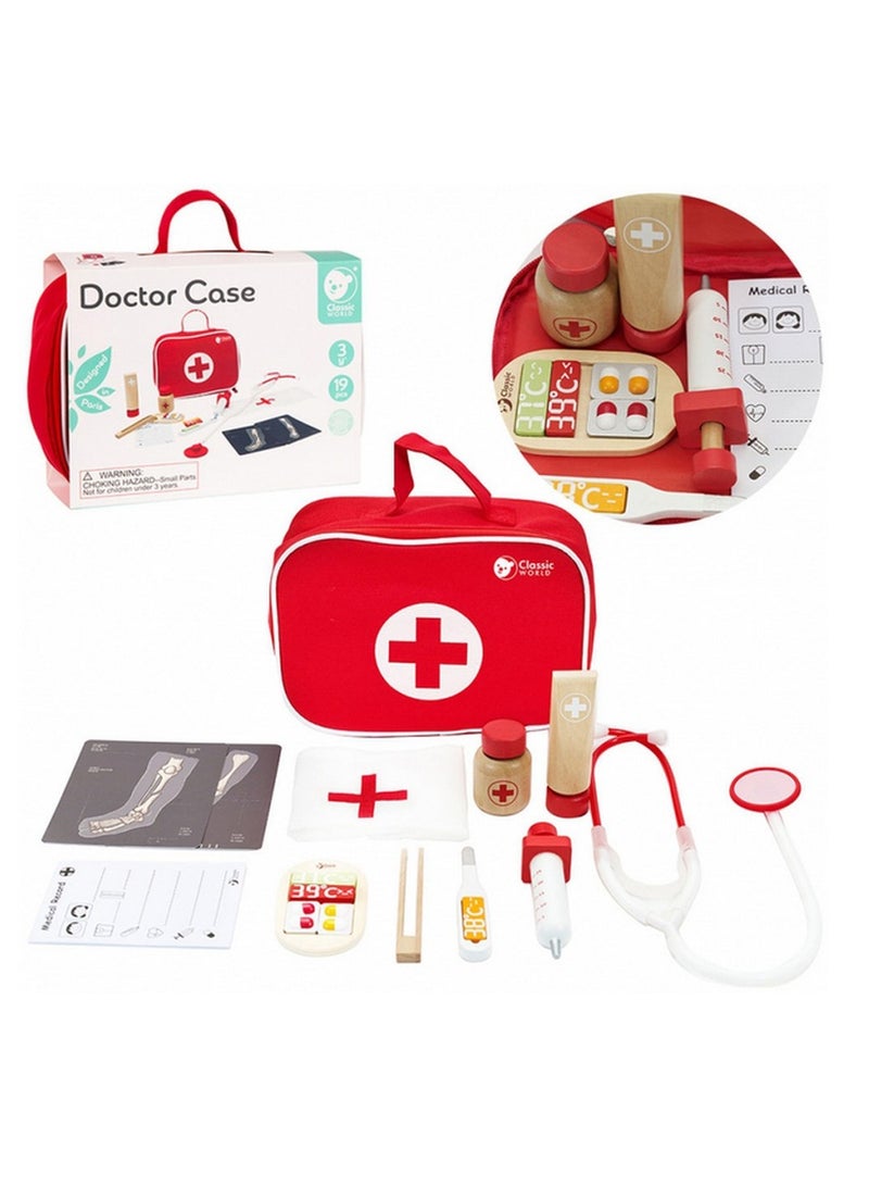 Classic World Doctor Case - Wooden Pretend Play Set for Kids, Doctor Kit for Toddlers, Role-Playing, Medical Toy Set, Healthcare Exploration, Gift for Children - Image 3