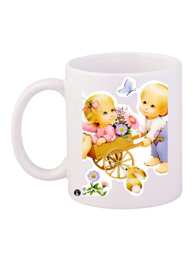 Babies Printed Coffee Mug White/Pink/Yellow 11ounce