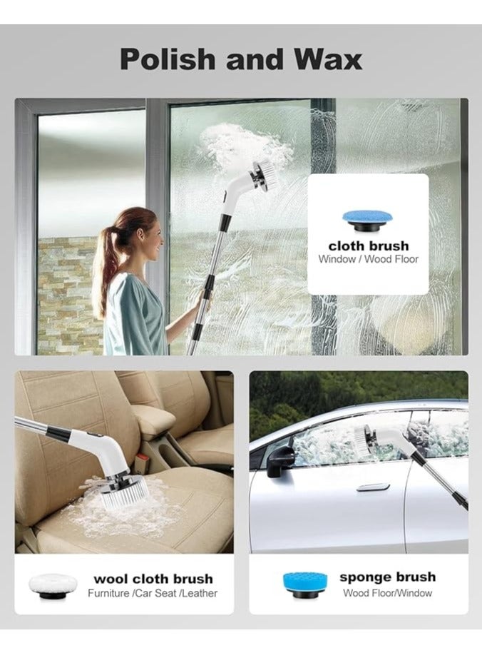 Electric Spin Scrubber Rechargeable Cleaning Brush with 7 Replaceable Brush Heads Cordless and Portable Power Scrubber Electric Bathroom Shower Cleaner with Adjustable Handle for Cleaning Tile Sink Window Floor Tub Car - Image 4