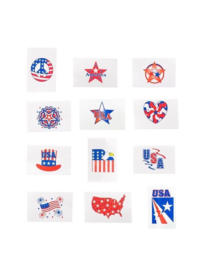 Super Z Outlet - 1.5" Patriotic American Flag Colorful Theme Washable Temporary Tattoos for Children & Adults, Face Art, Mini Stick Peel On & Off (144 Pieces) - Image 1