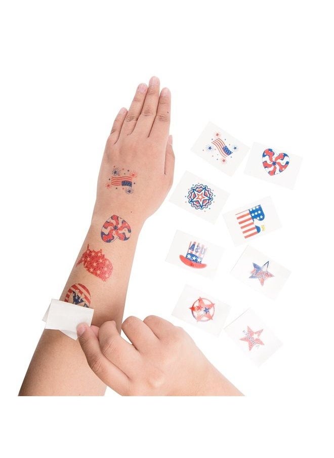 Super Z Outlet - 1.5" Patriotic American Flag Colorful Theme Washable Temporary Tattoos for Children & Adults, Face Art, Mini Stick Peel On & Off (144 Pieces) - Image 1