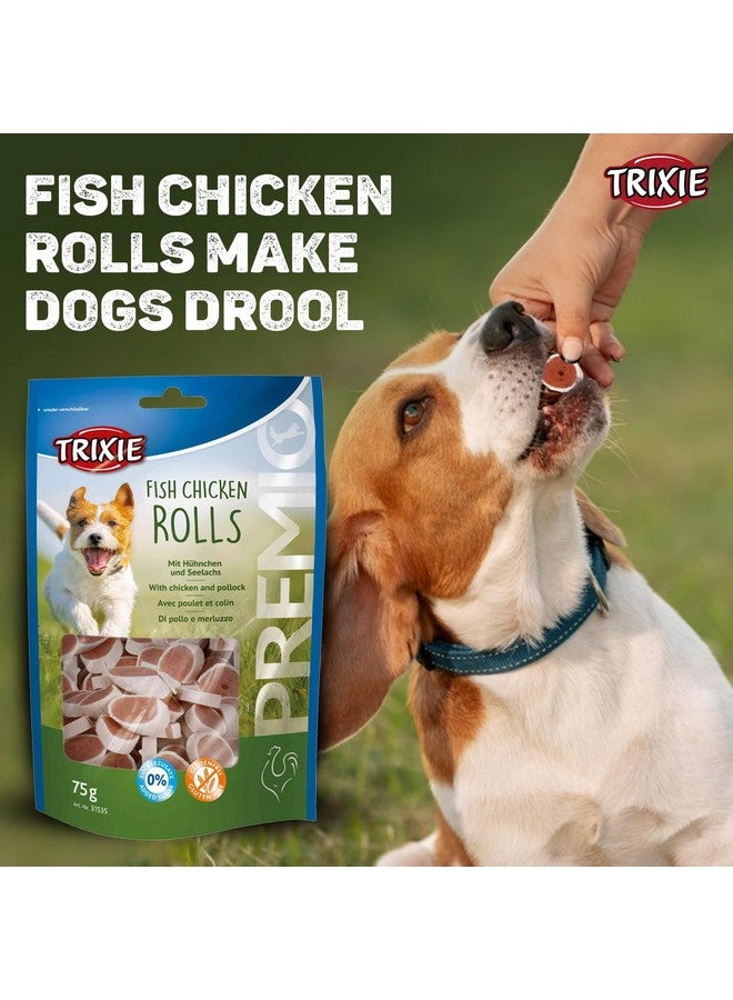 تريكسي مكافآت الكلاب من Premio Fish Chicken Rolls، 75 جرامًا ومكافآت الكلاب من Rena Bow Jerky Protein Rich Chicken Stick، 200 جرام - مناسبة لجميع سلالات الكلاب - Image 2