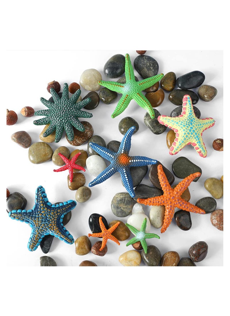 KASTWAVE - Simulation Starfish, 4 Pieces Fish and Turtle Tank Aquarium Ornaments Soft Plastic Model Children Kids Diving Toys (Orange + Blue + Green + Red) - Image 1