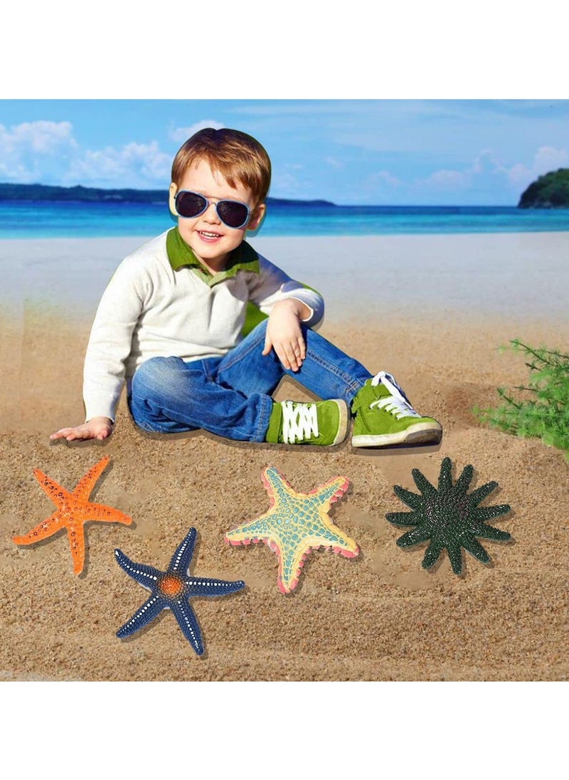 KASTWAVE - Simulation Starfish, 4 Pieces Fish and Turtle Tank Aquarium Ornaments Soft Plastic Model Children Kids Diving Toys (Orange + Blue + Green + Red) - Image 1