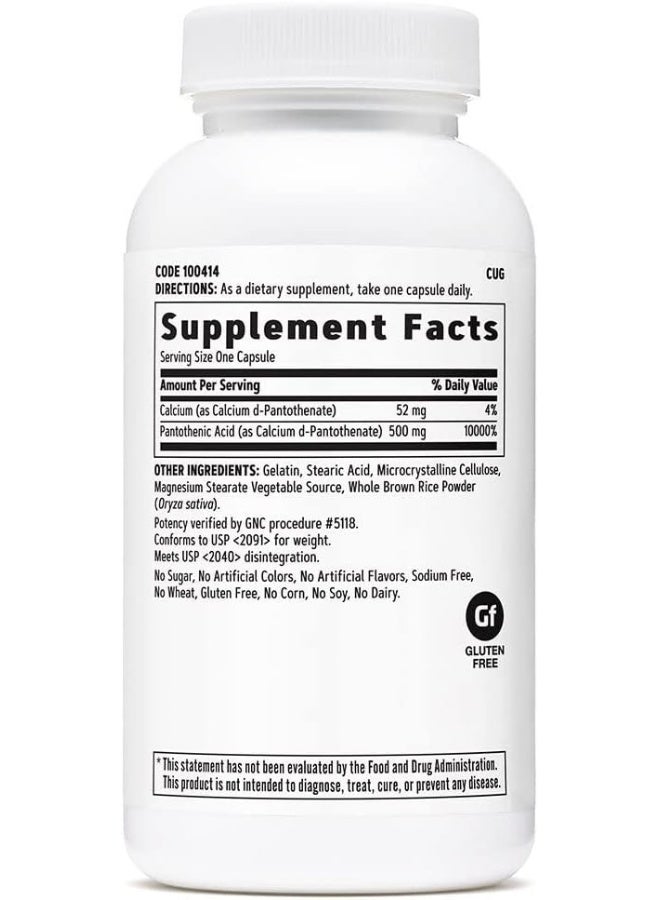 GNC Pantothenic Acid 500mg Capsules for Adults - Image 2