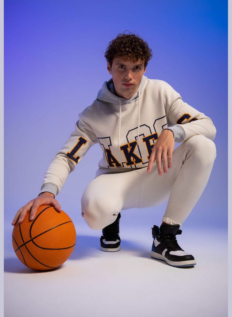 DeFacto Man NBA Los Angeles Lakers Licenced Hooded Knitted Sweatshirt  - Image 1