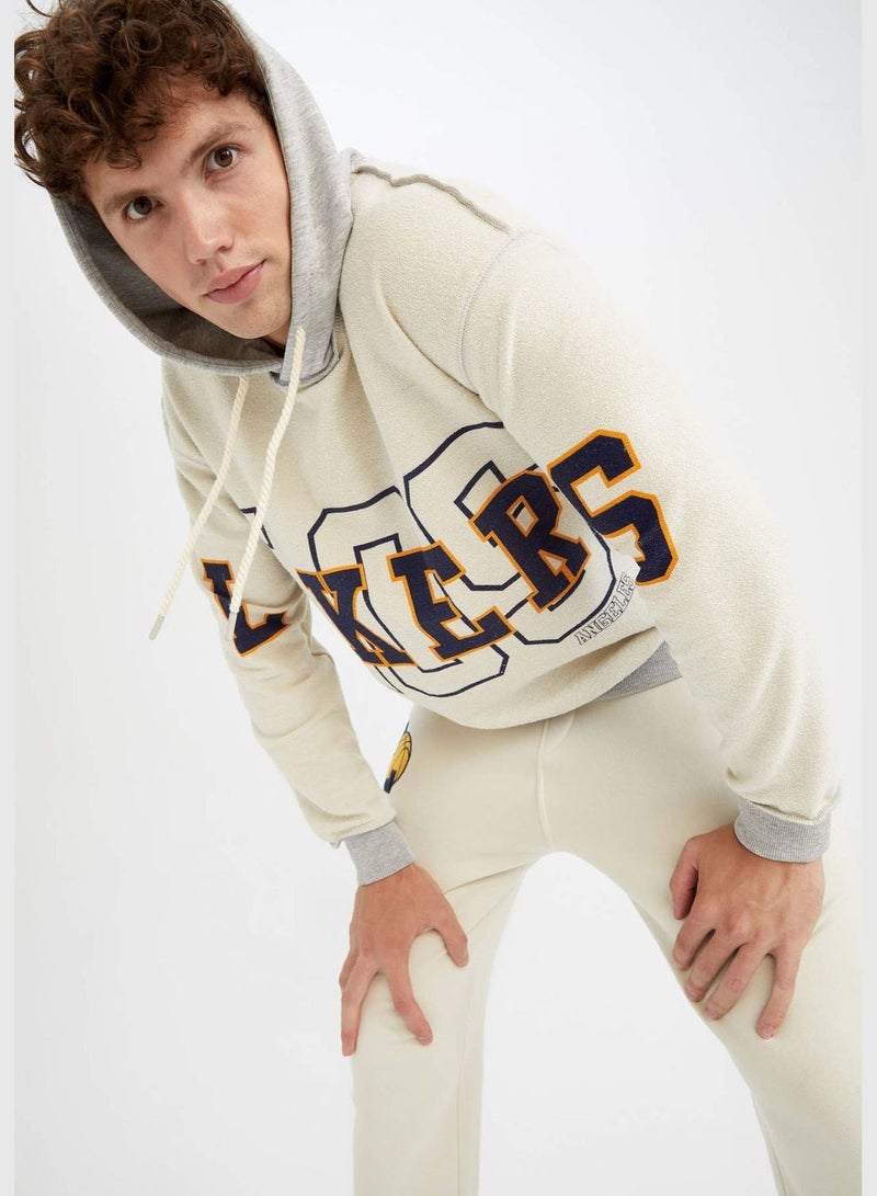 DeFacto Man NBA Los Angeles Lakers Licenced Hooded Knitted Sweatshirt  - Image 4