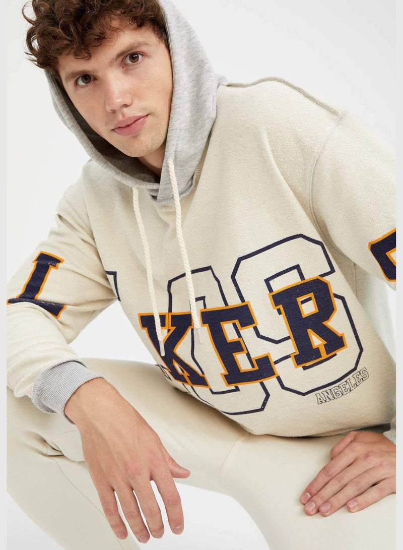 DeFacto Man NBA Los Angeles Lakers Licenced Hooded Knitted Sweatshirt  - Image 5