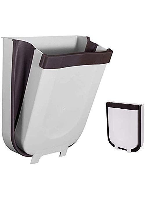 Zyomatiq Zyomatiq Wall Mounted Foldable Trash Bin Collapsible 9L Kitchen Cabinet Drawers Door Hanging Garbage Waste Rack Holder Dustbin Organizer for KitchenCarBathroomOfficeBedroom  - Image 1
