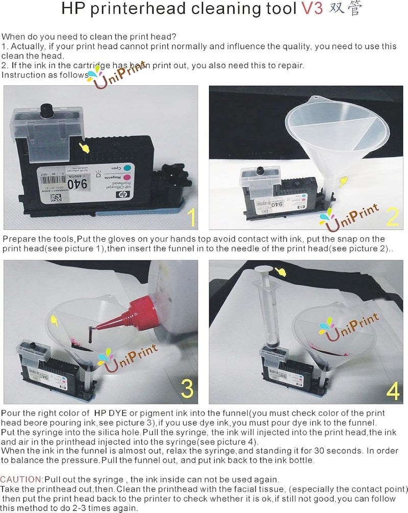 UPink printhead Cleaning kit Smart Clean kit Refill Tool for HP 18 38 70 72 88 90 91 940 941 706 792 for HP Z2100 Z5200 Z6100 850 1200 8500 Z3100 Z3200 Pro8000 D5800 L25500 - Image 2