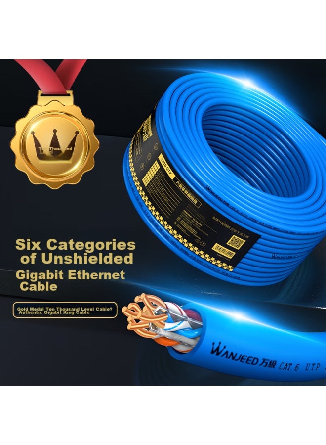 Ofnpftth 10,000-level Cat6 Unshielded Gigabit Ethernet Cable, 20 Meters , Cat6 Engineering And Home Installation Pre-embedded Network Wiring Twisted Pair Cable, One Box Blue - Image 1