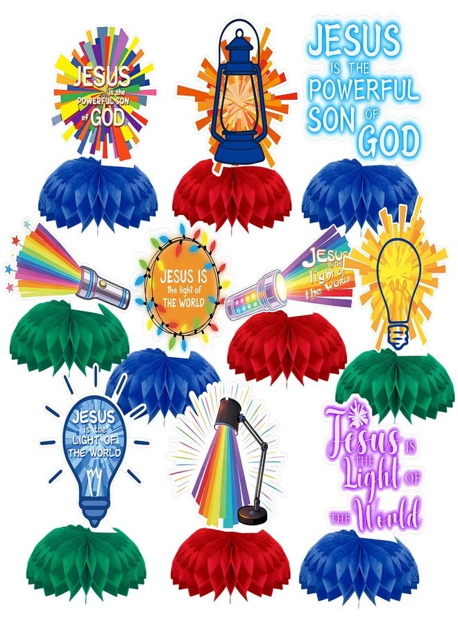 Epakh 10 Pcs 2026 Vbs Table Centerpieces Decorations Illumination Themed Bright Paper Honeycomb Centerpieces Hanging Decor for Summer Vacation Bible Religious Jesus Church Classroom - Image 1