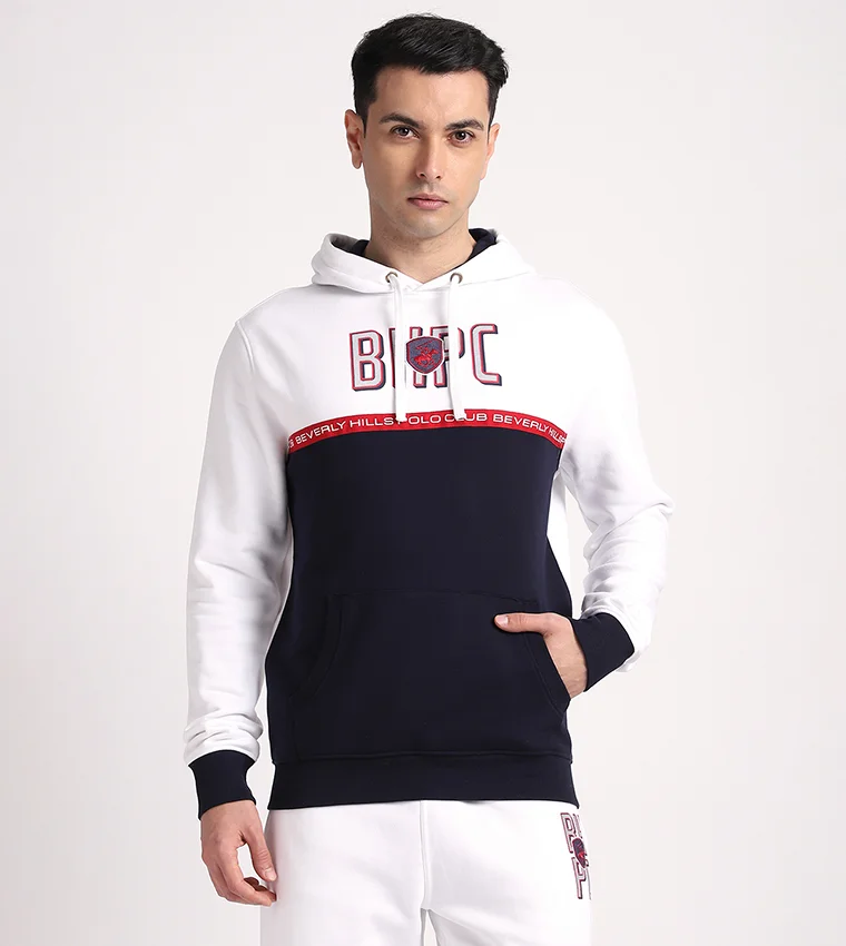 BEVERLY HILLS POLO CLUB Cut and Sew Printed Tape Hoodie