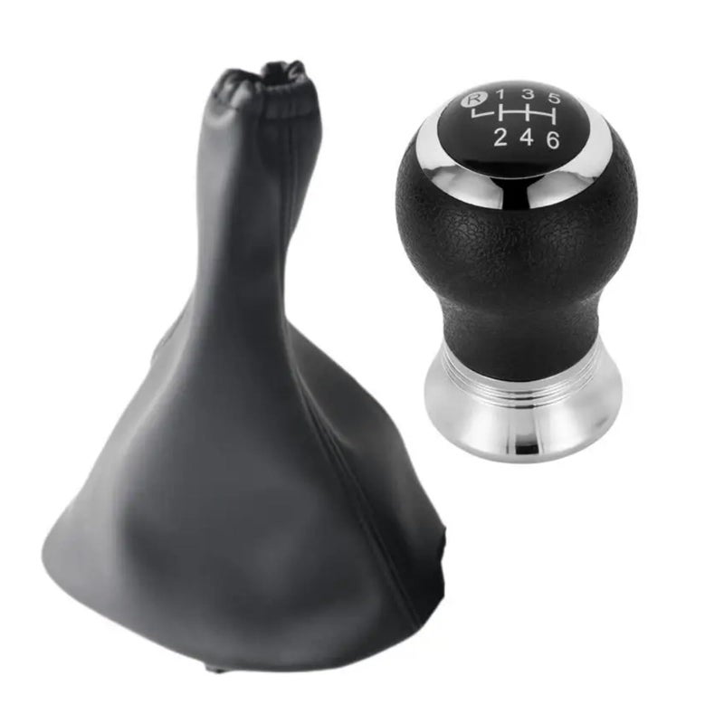 6 Speed Black 2pcs Car Gear Shift Knob Lever Shifter Stick Handball Gaitor Boot For Yaris II MK2 2005 2006 2007 2008 2009 2011 - Image 2
