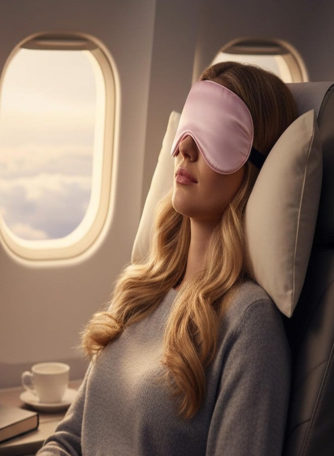 Aysatogc 4 Pcs Pink Silk Sleep Mask for Sleeping with Adjustable Strap, Silk Eye Masks Satin Blackout Blindfold Sleep Eye Cover Comfortable Blindfold Eyeshade for Men&Women - Image 5