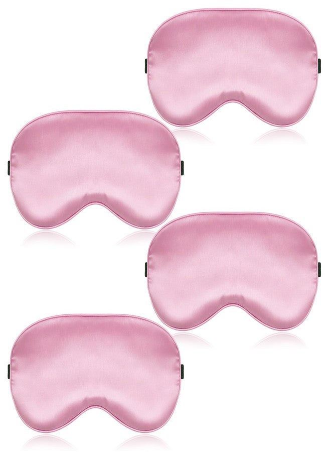Aysatogc 4 Pcs Pink Silk Sleep Mask for Sleeping with Adjustable Strap, Silk Eye Masks Satin Blackout Blindfold Sleep Eye Cover Comfortable Blindfold Eyeshade for Men&Women - Image 1