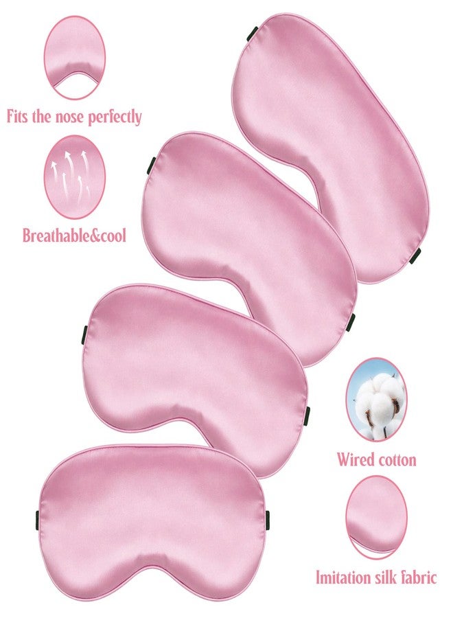 Aysatogc 4 Pcs Pink Silk Sleep Mask for Sleeping with Adjustable Strap, Silk Eye Masks Satin Blackout Blindfold Sleep Eye Cover Comfortable Blindfold Eyeshade for Men&Women - Image 4